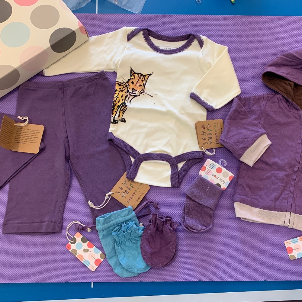 Babysoy Newborn Gift Set Bodysuit/Pants/Sock/Mittens/Hat/Gift Box - 3-6 months
